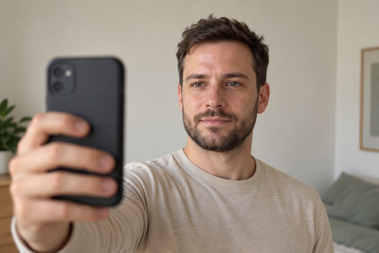 肌、左右バランス、比率を確認するAI顔分析