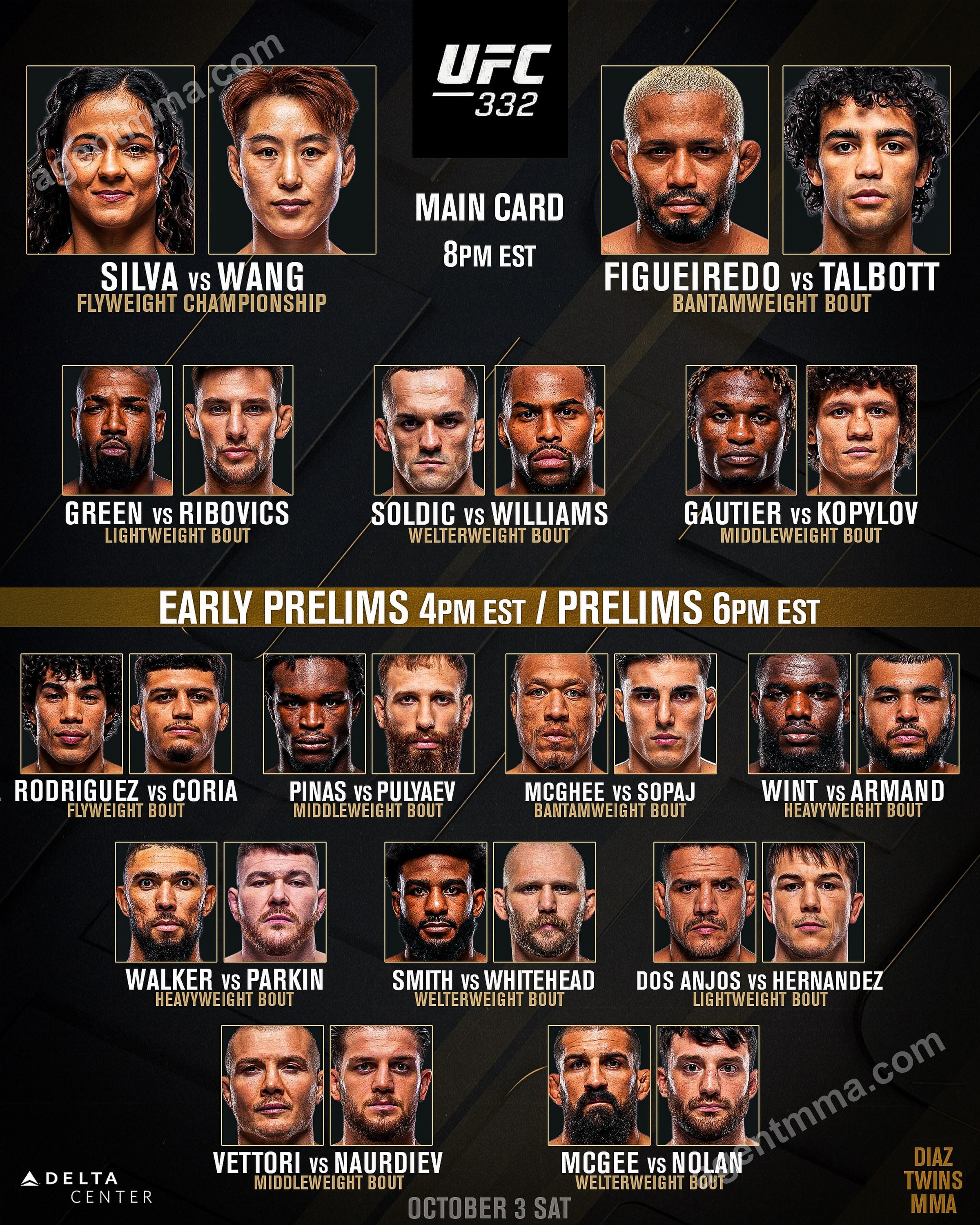 UFC 332 Fight Card Announced for October 3 at Delta Center