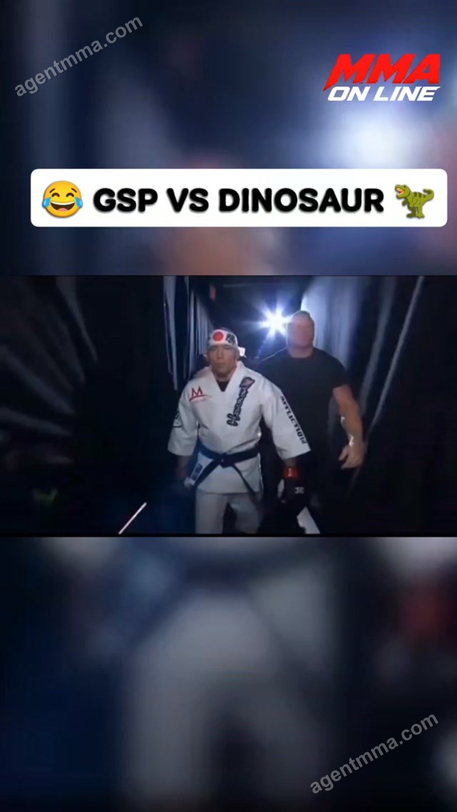 🚨 Georges St-Pierre fighting a dinosaur inside the Octagon 😂 GSP even posted the video on