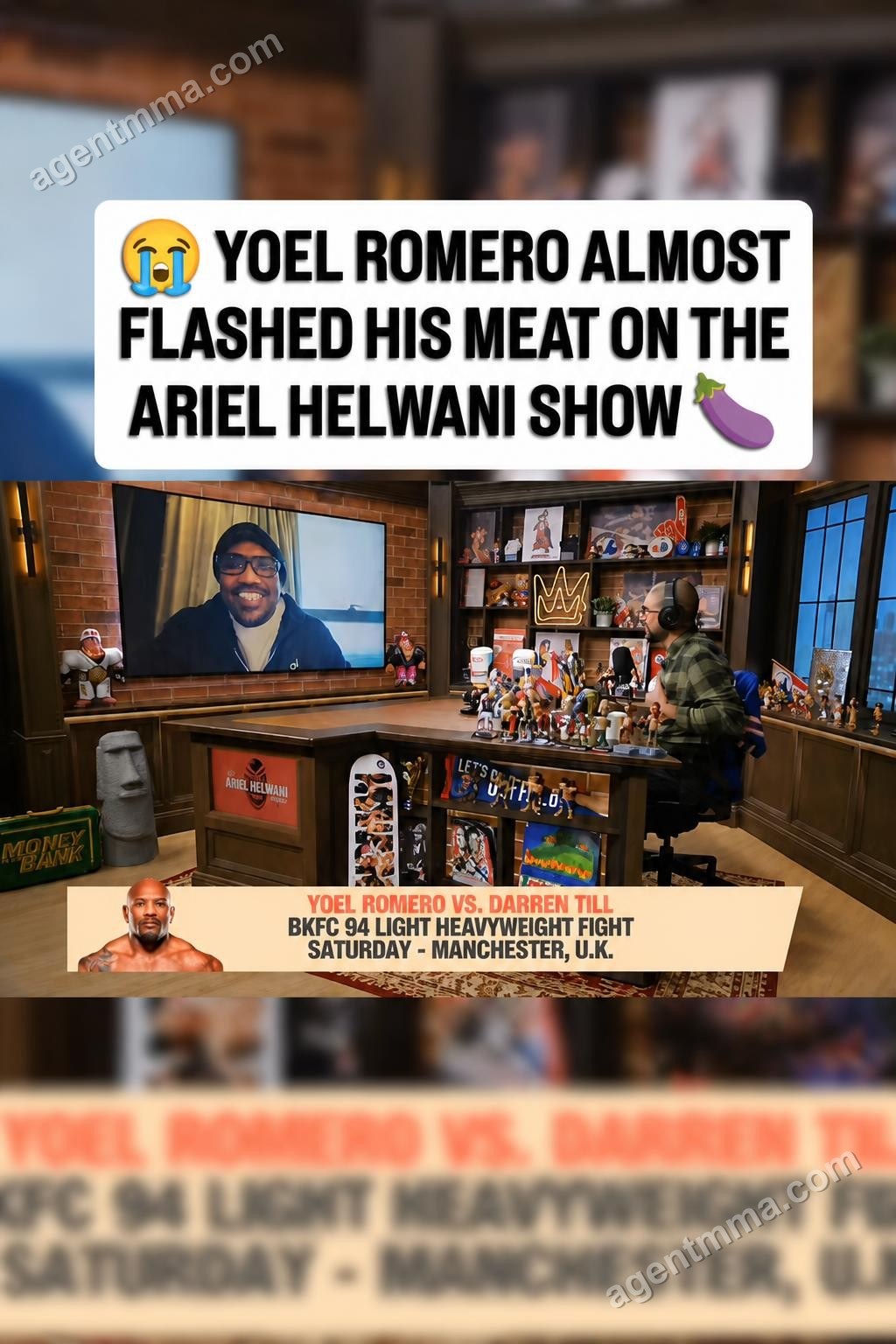Yoel Romero was showing off his abs on Ariel Helwani’s show and nearly gave everyone a lit