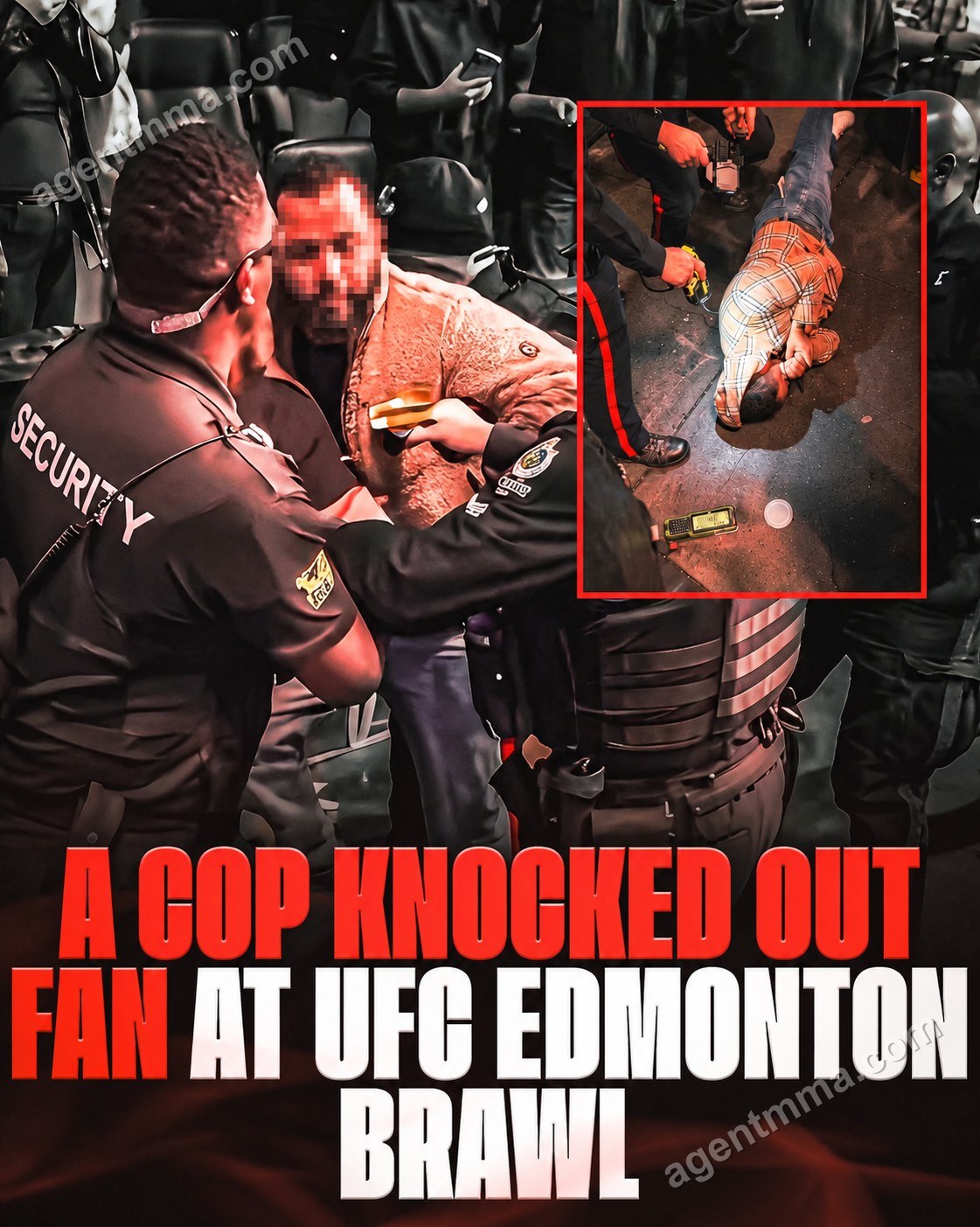 Police officer at UFC Edmonton event reportedly knocks out fan during scuffle, video shows